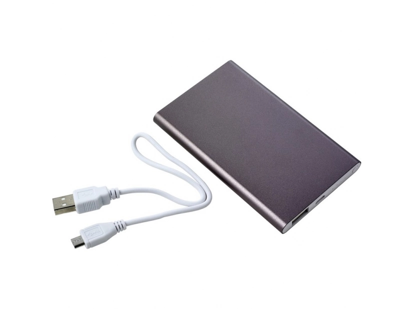 Power bank grafitowy 4000 mAh z grawerem logo – aluminium