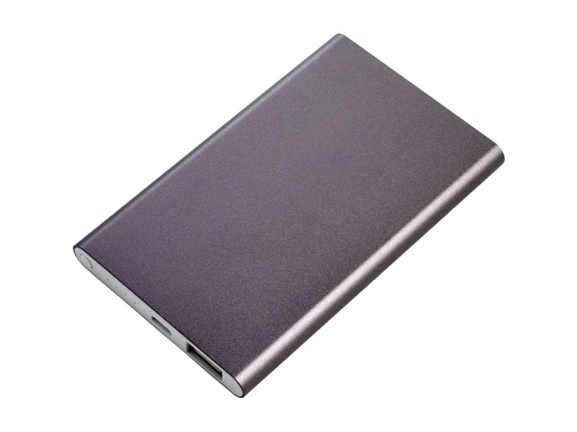 Power bank grafitowy 4000 mAh z grawerem logo – aluminium