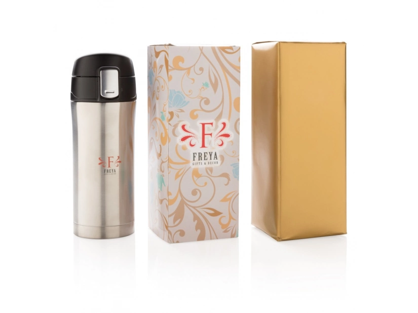 Srebrny kubek termiczny 300ml z logo – stal nierdzewna