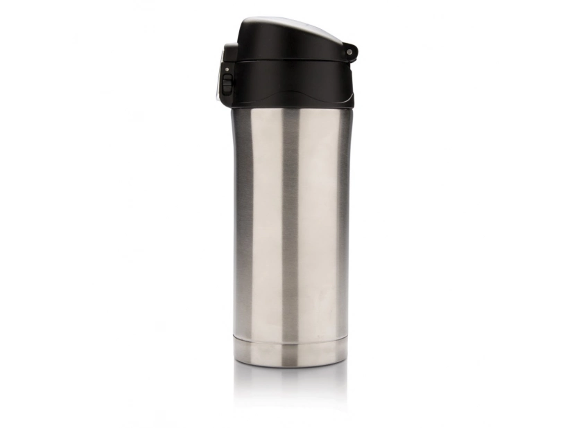 Srebrny kubek termiczny 300ml z logo – stal nierdzewna