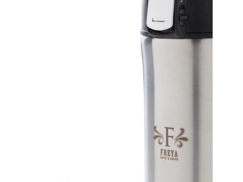 Srebrny kubek termiczny 300ml z logo – stal nierdzewna