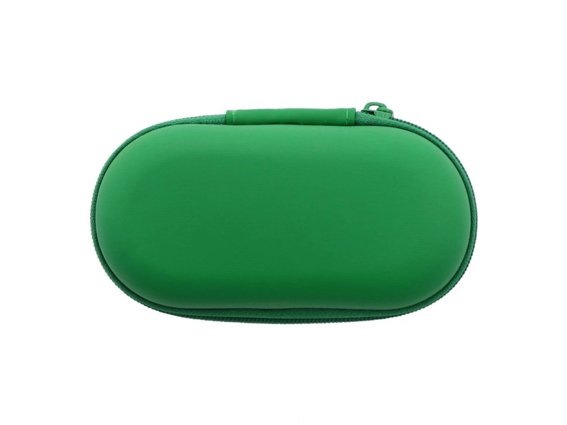 Zielony power bank 2200 mAh z etui i miejscem na logo