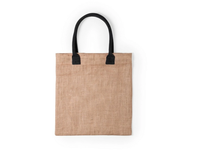 Torba z juty, bawełniane uchwyty, czarny kolor