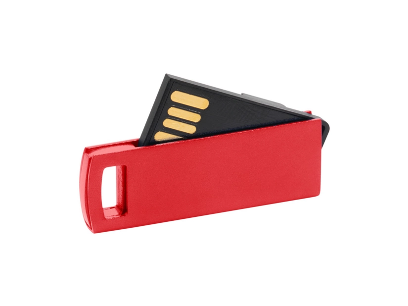 Pendrive slim czerwony 64GB z logo – metalowy upominek firmowy