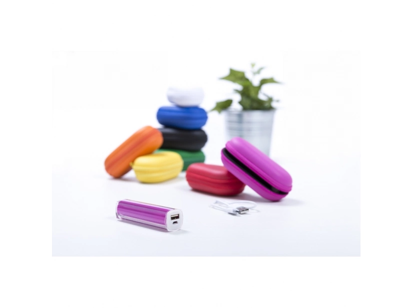 Power bank z logo Państwa firmy, pojemność, 2200 mAh - czarne etui