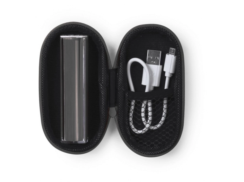 Power bank z logo Państwa firmy, pojemność, 2200 mAh - czarne etui