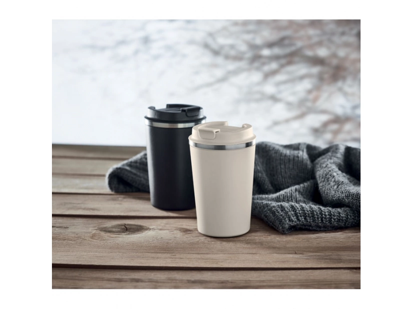 Dwuścienny kubek  ze stali nierdzewnej,  350 ml, beżowy