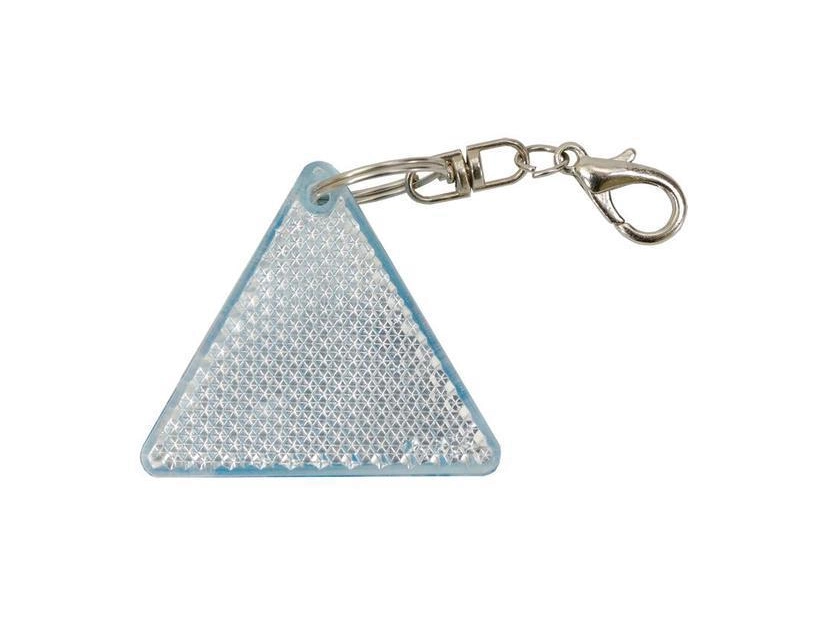 Niebieski brelok odblaskowy z karabińczykiem pod logo firmy