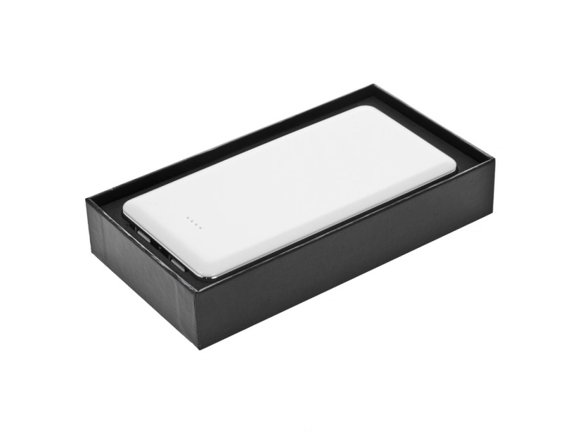 Powerbank biały 12000 mAh z logo firmy,@ dwa porty USB