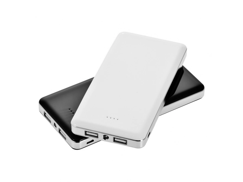 Powerbank biały 12000 mAh z logo firmy,@ dwa porty USB