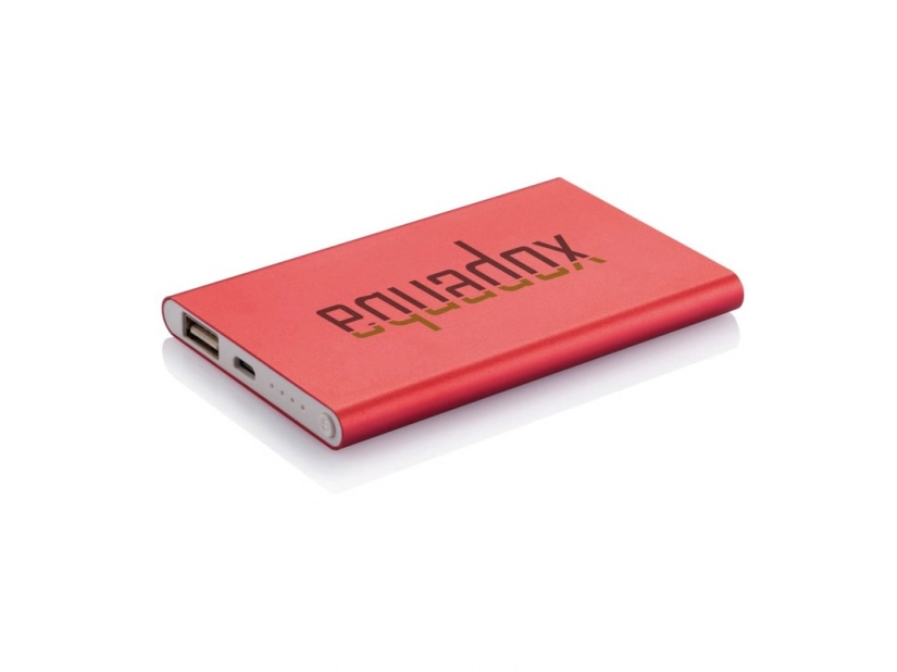 Czerwony powerbank 4000 mAh z grawerem logo – aluminium