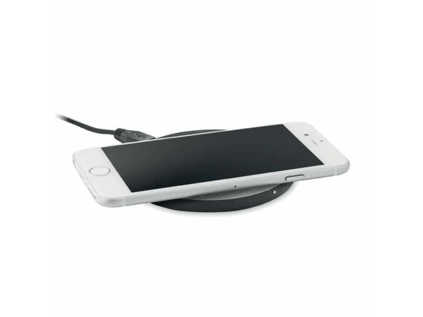 Okrągła ładowarka bezprzewodowa bambusowa, 10W