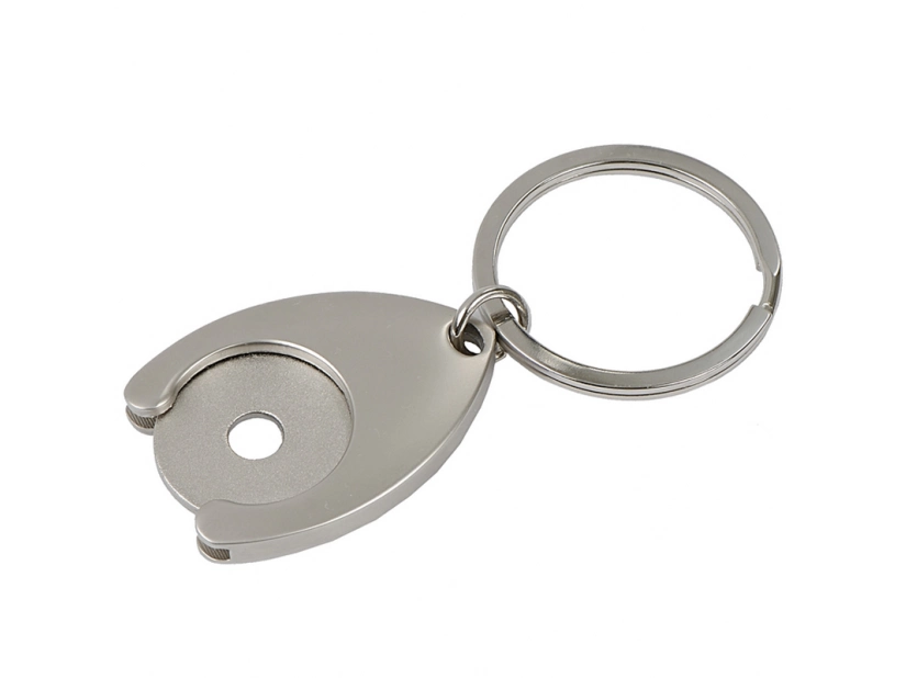 Metalowy brelok z żetonem Disc, srebrny 