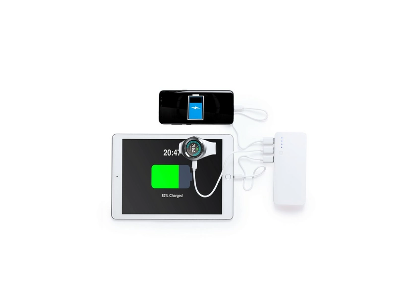 Powerbank biało-zielony 10000 mAh z logo, latarka LED