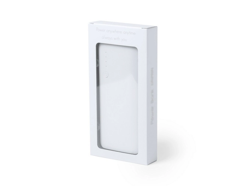 Powerbank biało-zielony 10000 mAh z logo, latarka LED